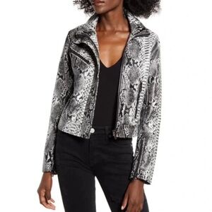 Blank NYC Anaconda Snake Print Faux Leather Moto Jacket